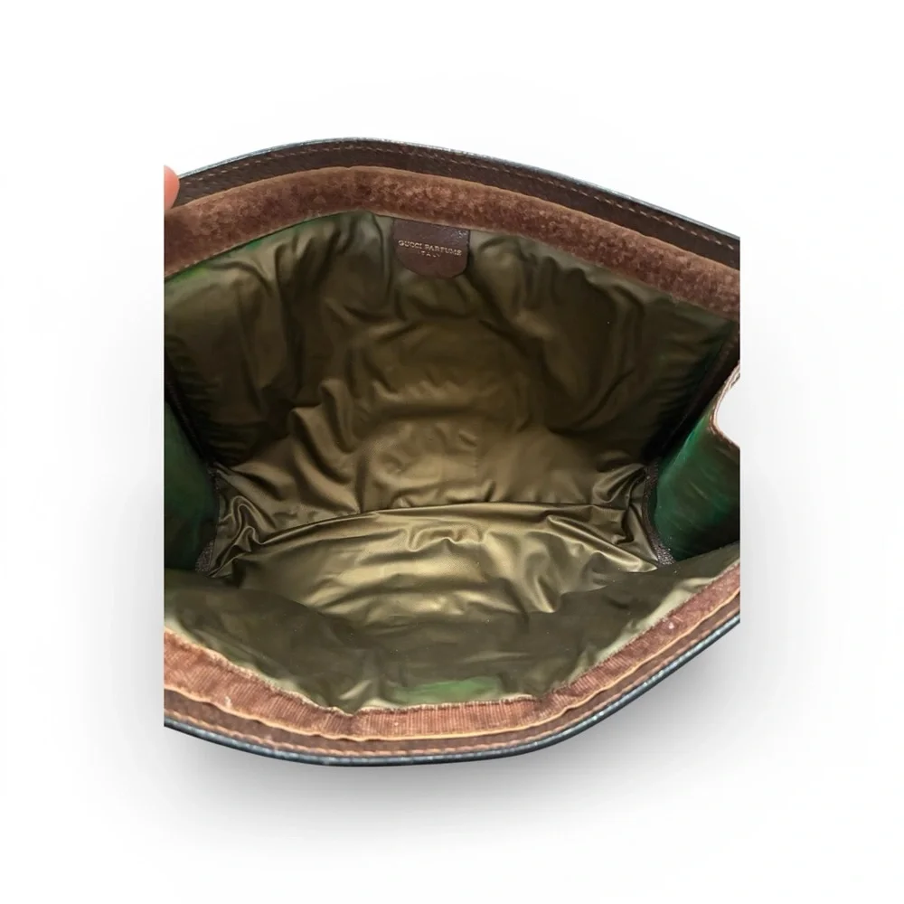 Vintage Gucci GG Supreme Web Sherry Line clutch bag in beige PVC & brown leather - Picture 3 of 7